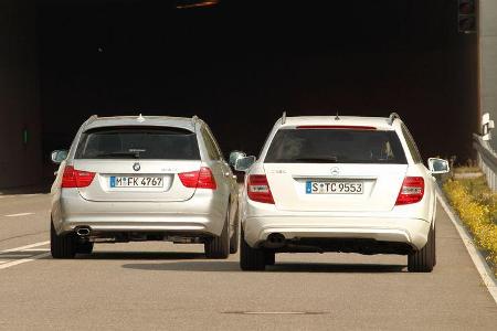 BMW 316d Touring, Mercedes C 180 CDI T Avantgarde, Heck