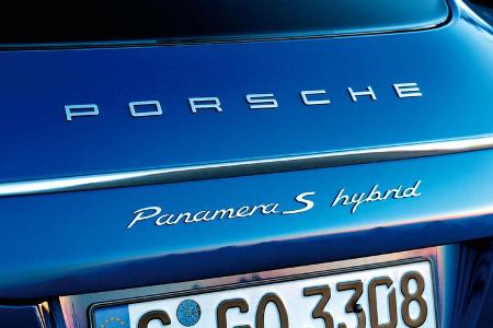 Porsche Panamera S Hybrid, Schriftzug, Emblem, Heck
