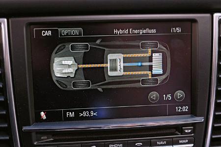 Porsche Panamera S Hybrid, Anzeige, Bildschirm, Detail, Kraftflussanzeige