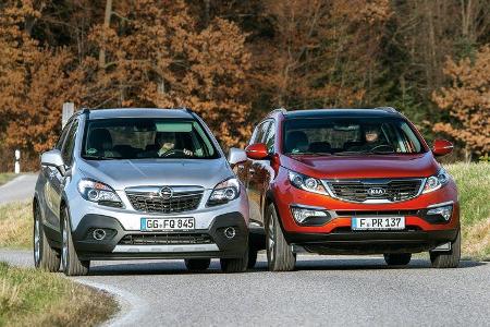 Kia Sportage 1.7 CRDi, Opel Mokka 1.7 CDTi, Frontansicht