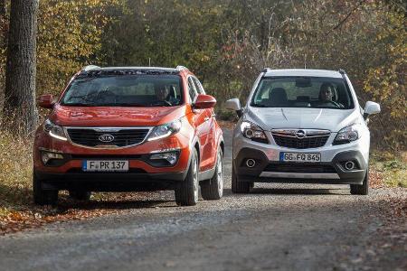 Kia Sportage 1.7 CRDi, Opel Mokka 1.7 CDTi, Frontansicht