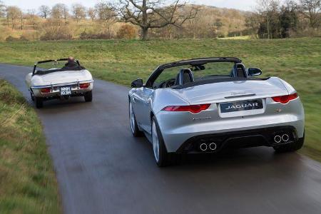 Jaguar E-Type, Jaguar F-Type, Heckansicht