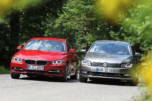 BMW 320d Automatik, VW Passat 2.0 TDI DSG, Frontansicht
