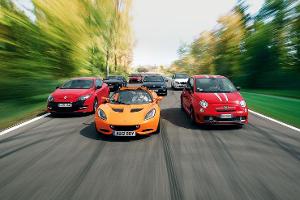 Chevrolet Camaro, Fiat 500 Abarth, Lotus Elise S, Mitsubishi Lancer Evo, Renault Megane R.S., Skoda Fabia RS, VW Scirocco R