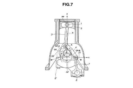 Infiniti VC-T Motor variable Kompression Patentzeichnungen