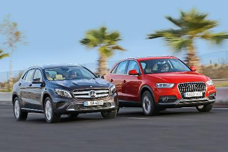 Audi Q3 2.0 TDI Quattro, Mercedes GLA 220 CDI 4Matic, Frontansicht Audi Q3 2.0 TDI Quattro, Mercedes GLA 220 CDI 4Matic, Frontansicht