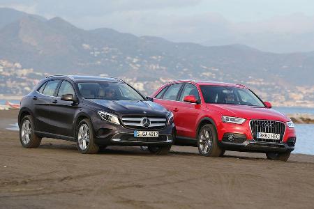 Audi Q3 2.0 TDI Quattro, Mercedes GLA 220 CDI 4Matic, Frontansicht