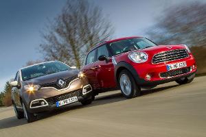 Renault Captur dCi 90, Mini One D Countryman, Frontansicht