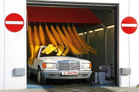 Mercedes-Benz 380 SE, Frontansicht, Waschstrae Mercedes-Benz 380 SE, Frontansicht, Waschstrae