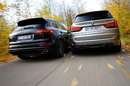 BMW X5 M, Porsche Cayenne Turbo S, Heckansicht