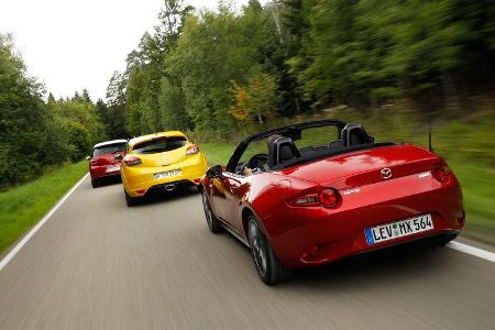 DS 3, Renault Mégane R.S., Mazda MX-5 Skyactiv-G 180