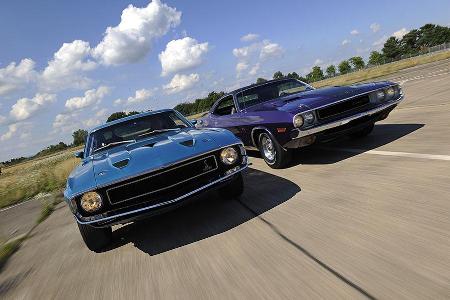 Dodge Challenger R/T 383, Baujahr 1970, Shelby Mustang GT 500, Baujahr 1969 Dodge Challenger R/T 383, Baujahr 1970, Shelby Mustang GT 500, Baujahr 1969
