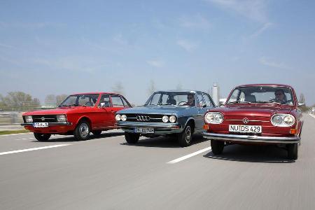 Audi 100 LS, VW 411 LE, VW K 70 L, Frontansicht Audi 100 LS, VW 411 LE, VW K 70 L, Frontansicht