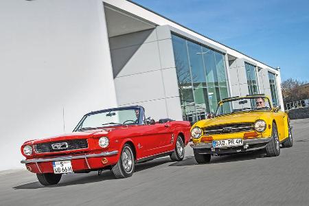 Ford Mustang, Triumph TR6, Frontansicht Ford Mustang, Triumph TR6, Frontansicht