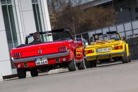 Ford Mustang, Triumph TR6, Heckansicht