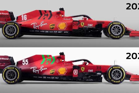 Ferrari SF21 - Ferrari SF1000 - F1-Auto - 2020/2021 - Vergleich