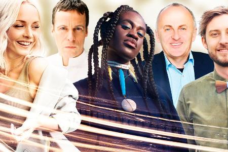 Janin Ullmann, Uwe Kanthak (blaues Hemd), Ivy Quainoo (Zöpfe), Matthias Arfmann und Constantin Zöller sitzen in der deutsche... Janin Ullmann, Uwe Kanthak (blaues Hemd), Ivy Quainoo (Zöpfe), Matthias Arfmann und Constantin Zöller sitzen in der deutsche...