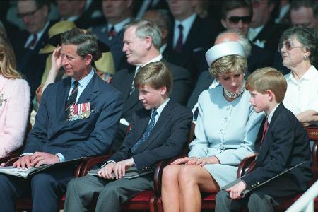 Prince Charles, Princess Diana, William and Harry attending...