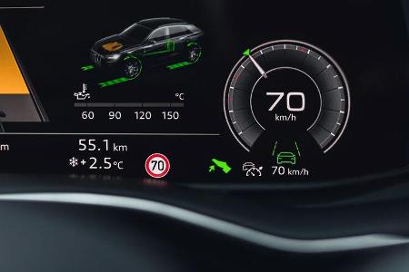 Von 0 bis 100 km/h vergehen 5,4 Sekunden, wenn beide Motoren im vollen Einsatz sind.