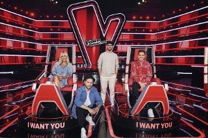 "The Voice of Germany": Sarah Connor, Johannes Oerding, Mark Forster und Nico Santos (v.l.n.r.)