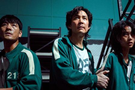 Sang-woo (Park Hae-soo), Gi-hun (Lee Jung-jae) und Sae-byeok (Jung Ho-yeon) in Sang-woo (Park Hae-soo), Gi-hun (Lee Jung-jae) und Sae-byeok (Jung Ho-yeon) in