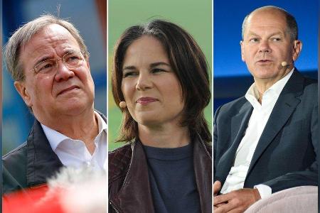 Armin Laschet, Annalena Baerbock und Olaf Scholz bewerben sich um das wichtigste politische Amt in Deutschland. Armin Laschet, Annalena Baerbock und Olaf Scholz bewerben sich um das wichtigste politische Amt in Deutschland.