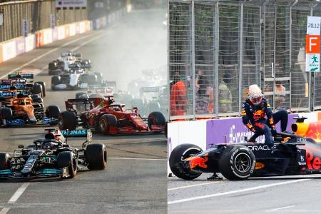 Hochspannung in Baku, mit dem glücklicheren Ende für Verstappen. Der Niederländer sieht lange Zeit wie der Sieger aus, dann ...