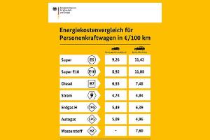 Energiekosten-Vergleich für Pkw