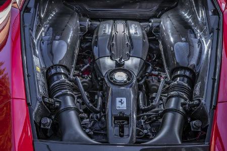 Das Herz des Ferrari ist sein 3,9 Liter großer Biturbo-V8-Motor.