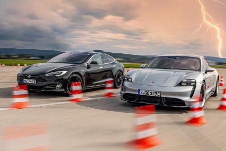Porsche Taycan Turbo S, Tesla Model S P100D 4X4, Exterieur