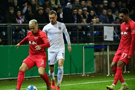 Knapper Sieg in Babelsberg: Leipzig müht sich ins Achtelfinale Knapper Sieg in Babelsberg: Leipzig müht sich ins Achtelfinale
