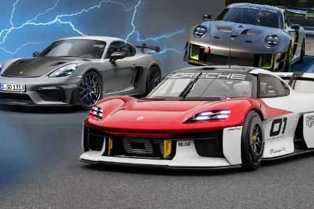 SPERRFRIST 17.11.21 / 5.30 Uhr Porsche Mission R Cayman GT4 RS 911 GT2 Kundensport Elektro