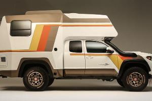 V6-Pick-up mit Camper-Kabine im Look der 80er