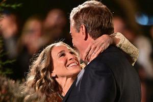 Sarah Jessica Parker und Chris Noth bei den Dreharbeiten zu "And Just Like That..." in New York City.