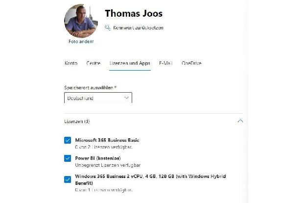 Lizenzieren von Windows 365 für einen Microsoft 365 Benutzer.