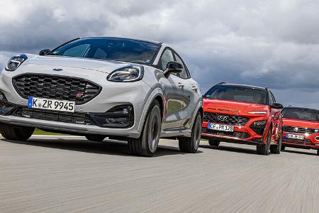 Ford Puma ST, Hyundai Kona 1.6, VW T-Roc 2.0, Exterieur Ford Puma ST, Hyundai Kona 1.6, VW T-Roc 2.0, Exterieur
