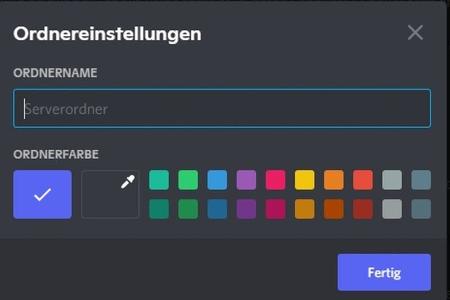 Server-Ordner können Sie benennen und farblich kennzeichnen