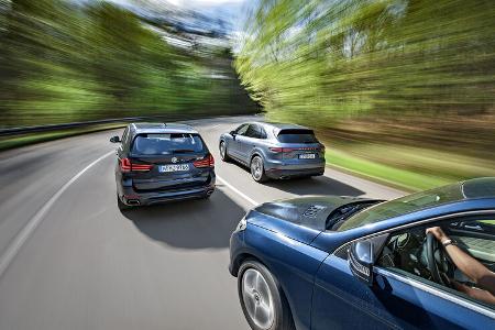BMW X5 xDrive E35i, Mercedes GLE 400 4Matic, Porsche Cayenne, Exterieur