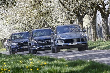 BMW X5 xDrive E35i, Mercedes GLE 400 4Matic, Porsche Cayenne, Exterieur