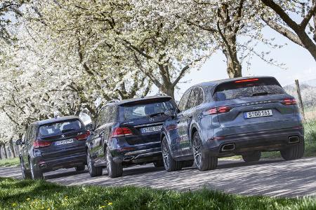 BMW X5 xDrive E35i, Mercedes GLE 400 4Matic, Porsche Cayenne, Exterieur