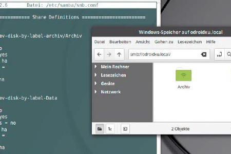 Administrative Freigaben in der oben gezeigten „smb.conf“: In diesem Fall darf lediglich ein einziges Konto („ha“) zugreifen.