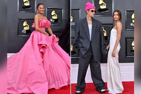 Grammys: Chrissy Teigen und Justin Bieber in Pink nicht zu übersehen Grammys: Chrissy Teigen und Justin Bieber in Pink nicht zu übersehen