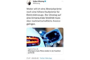 Wissing dementiert Abwrackprämie für Verbrenner