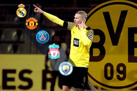 So lief der irre Transfer-Poker um Erling Haaland - Anfang 2020 wechselte Erling Haaland zu Borussia Dortmund, traf in der Folge nach Belieben und sorgte für einen Tor-Rekord nach dem anderen. Kein Wunder, dass sich über Jahre hinweg Gerüchte um einen Wechsel zu absoluten Top-Klubs rankten, ehe Manchester City schließlich den Zuschlag erhielt. Der irre Transfer-Poker um Haaland im Rückblick: So lief der irre Transfer-Poker um Erling Haaland - Anfang 2020 wechselte Erling Haaland zu Borussia Dortmund, traf in der Folge nach Belieben und sorgte für einen Tor-Rekord nach dem anderen. Kein Wunder, dass sich über Jahre hinweg Gerüchte um einen Wechsel zu absoluten Top-Klubs rankten, ehe Manchester City schließlich den Zuschlag erhielt. Der irre Transfer-Poker um Haaland im Rückblick: