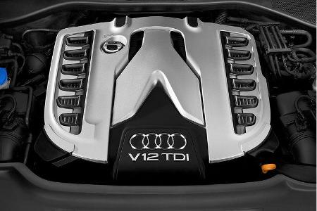 Stärkster Zwölfzylinder: Audi V12 TDI - mit sechs Liter Hubraum kommt der V12 auf 500 PS und 1.000 Nm Drehmoment. Stärkster Zwölfzylinder: Audi V12 TDI - mit sechs Liter Hubraum kommt der V12 auf 500 PS und 1.000 Nm Drehmoment.