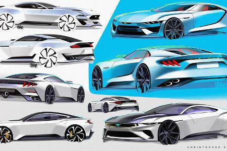 Ford Mustang Design-Zeichnungen