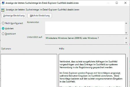Webergebnisse aus der Startmenü-Suche entfernen