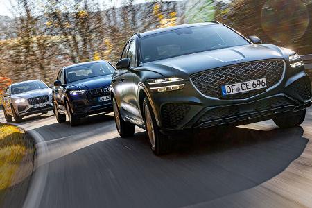 Audi Q5 40 TDI, Genesis GV70 2.2D, Jaguar F-Pace D200, Exterieur Audi Q5 40 TDI, Genesis GV70 2.2D, Jaguar F-Pace D200, Exterieur