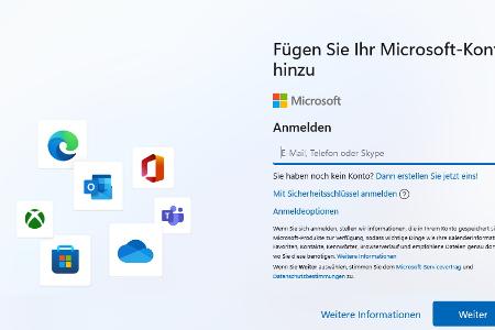 Für die Windows-Neuinstallation ist ein Microsoft-Konto erforderlich. Hierbei kann aber auch eine temporäre und anonyme E-Mail-Adresse für ein neues Konto verwendet werden.