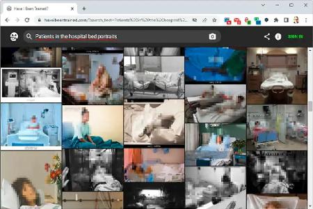 Die Spezialsuche https://haveibeentrained.com liefert dieses Ergebnis bei der Suche nach Patienten in Krankenhausbetten. Mit diesen Bildern werden künstliche Intelligenzen trainiert. Meist ohne Wissen der abgebildeten Personen.